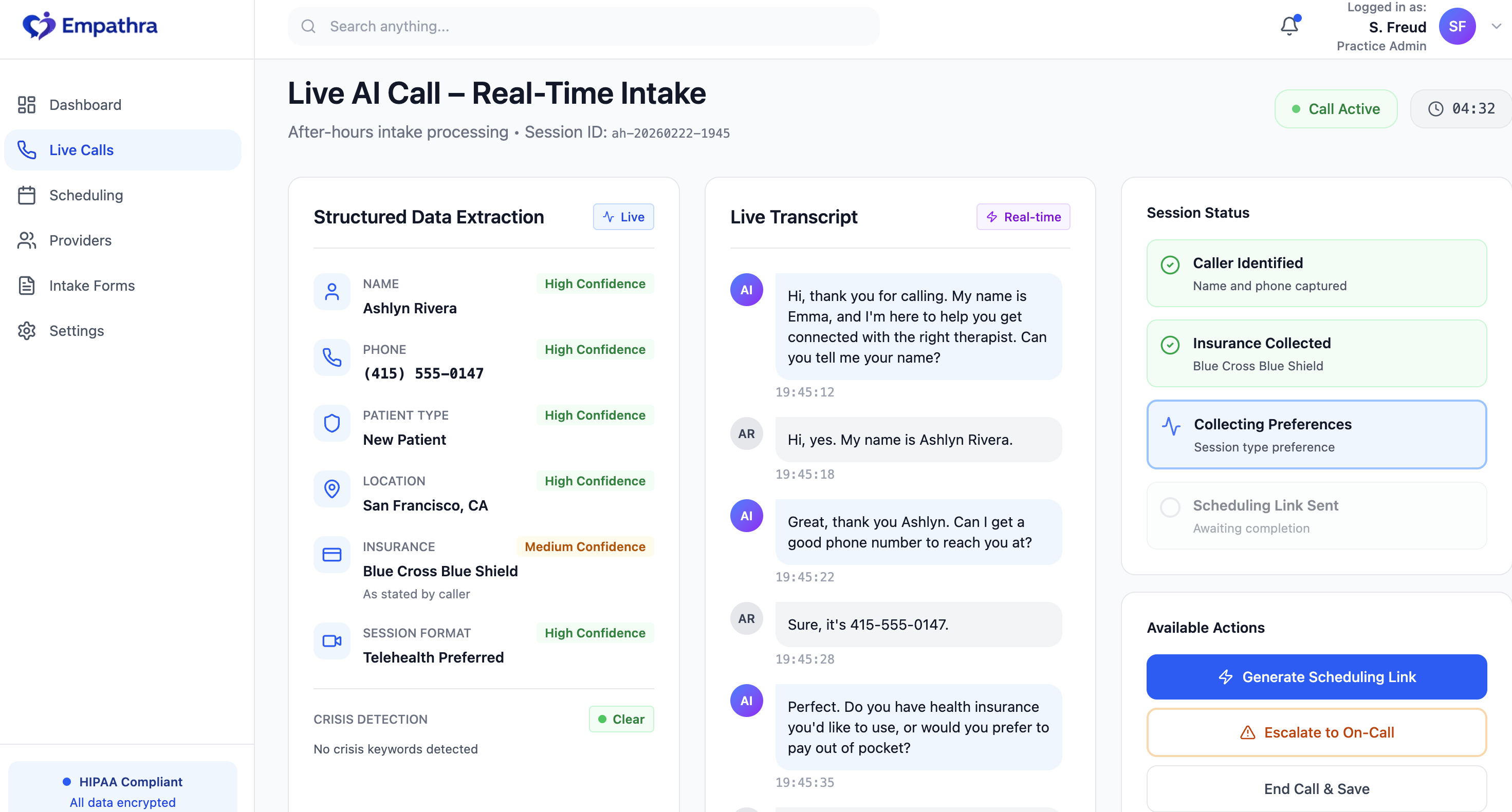 Live AI Call screen